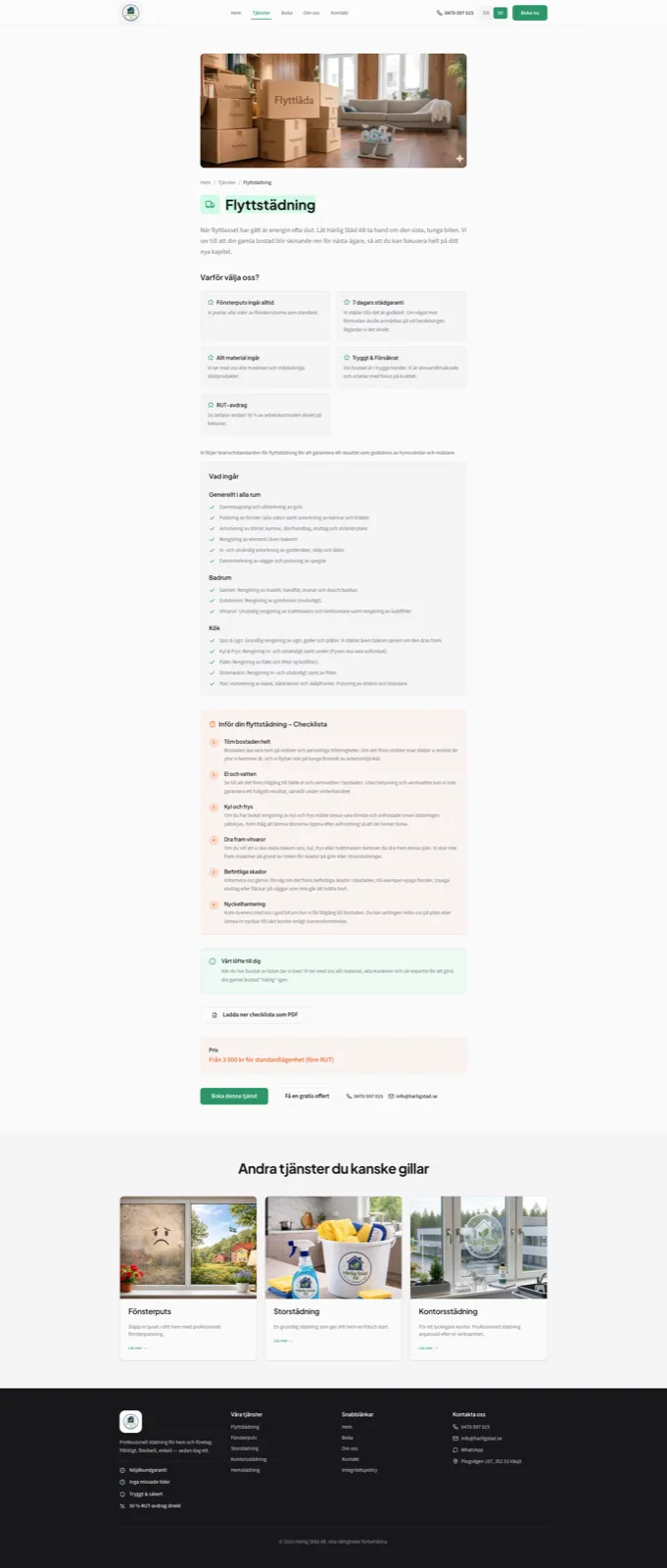 Härlig Städ single service page